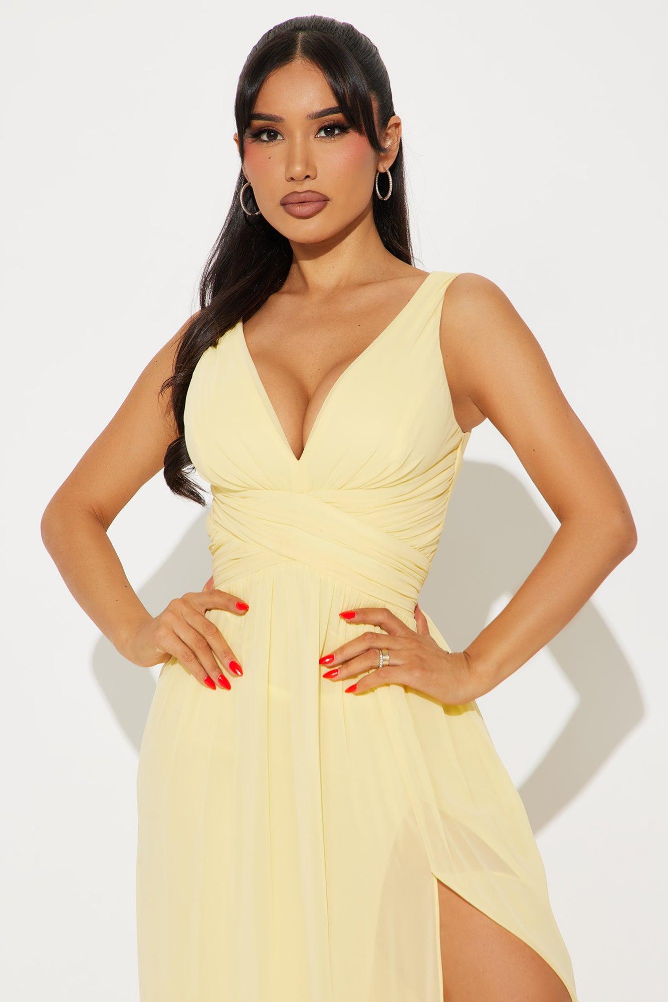 Juliet Chiffon Gown - Butter Yellow Product Image