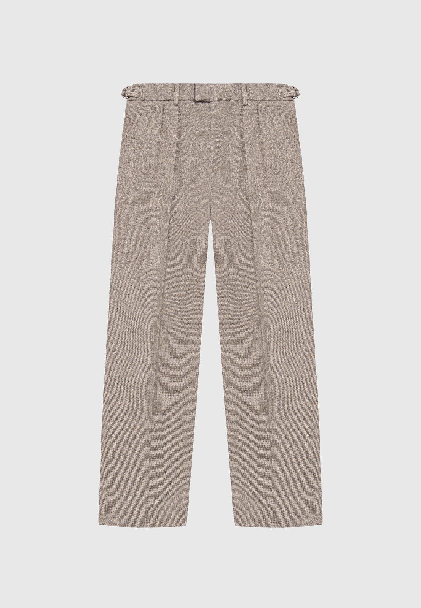 Pierre - Relaxed Fit Textured Pleated Tailored Trousers - Taupe Male Product Image