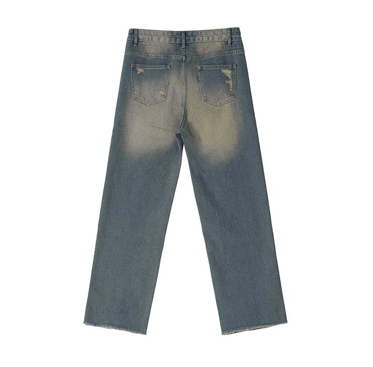 RT No. 11182 WASHED BLUE STRAIGHT DENIM JEANS Product Image