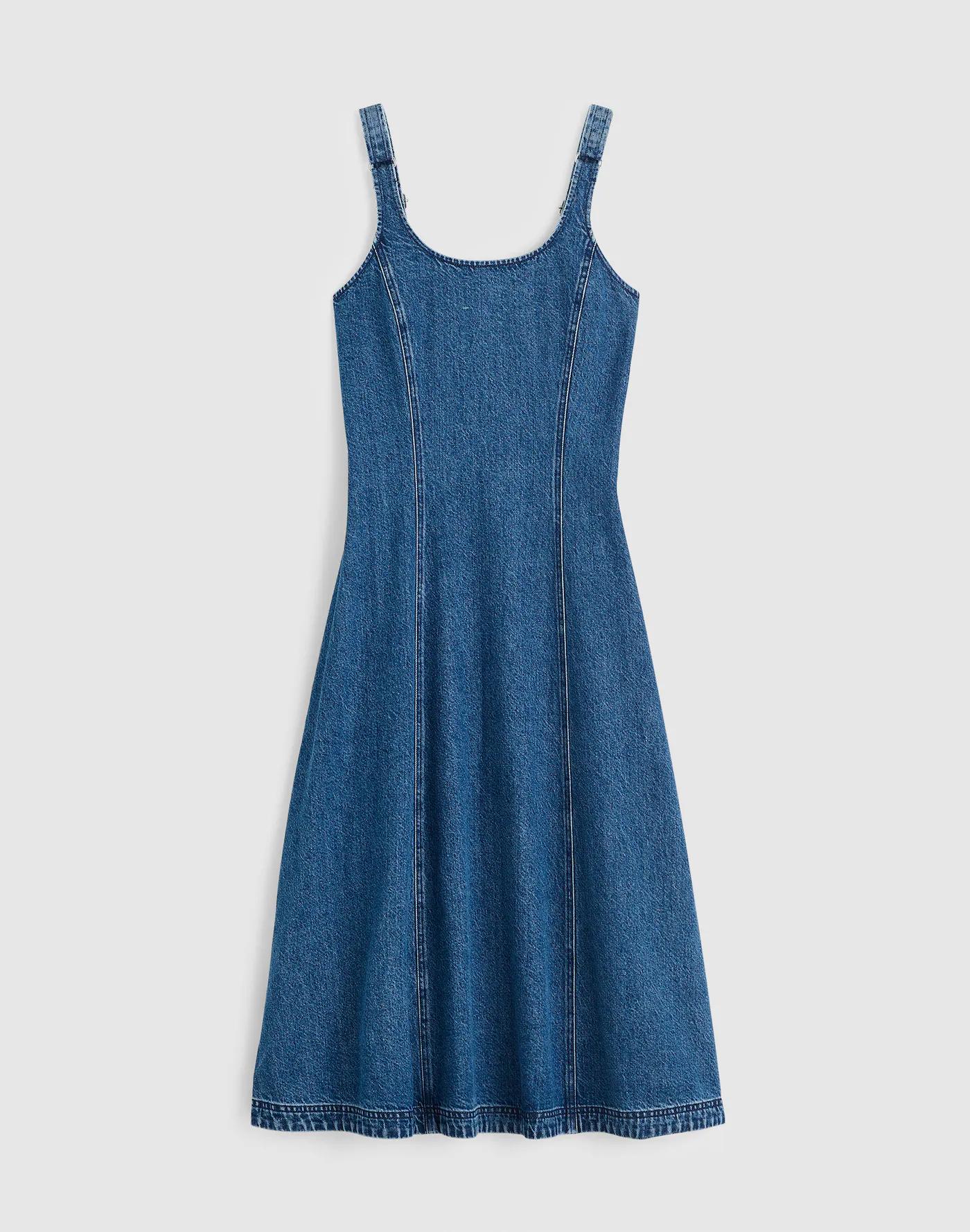 Denim Scoopneck Midi Dress Product Image