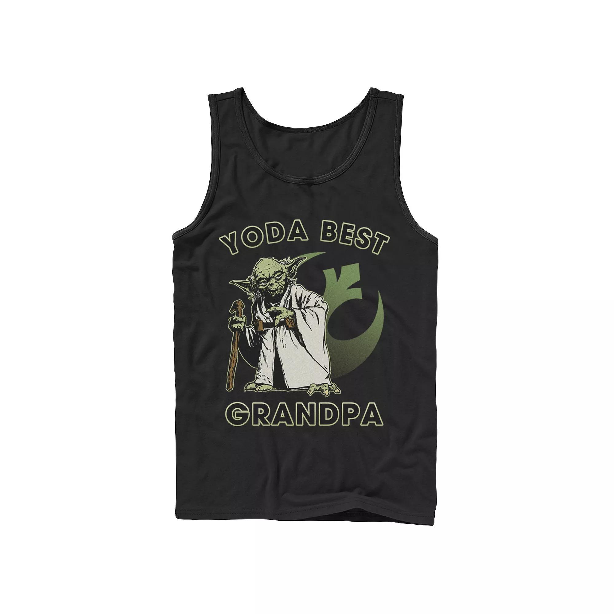 Men's Star Wars Yoda Best Grandpa Rebel Logo Tank Top,  Product Image