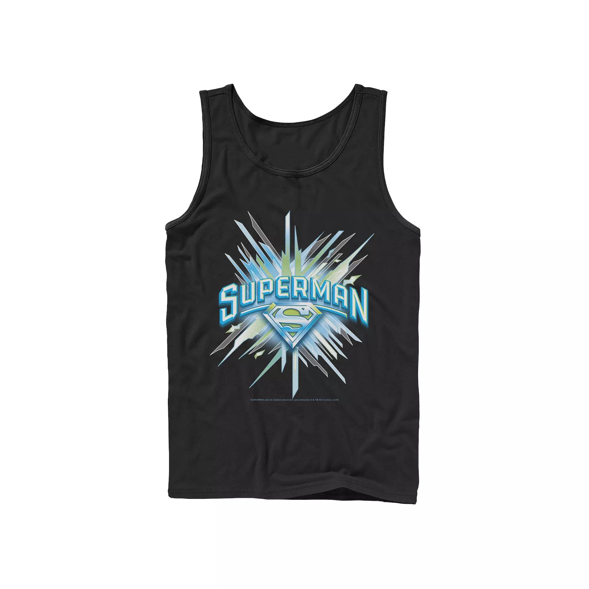 Men's DC Comics Superman Crystal Chest Text Logo Tank Top,  Product Image