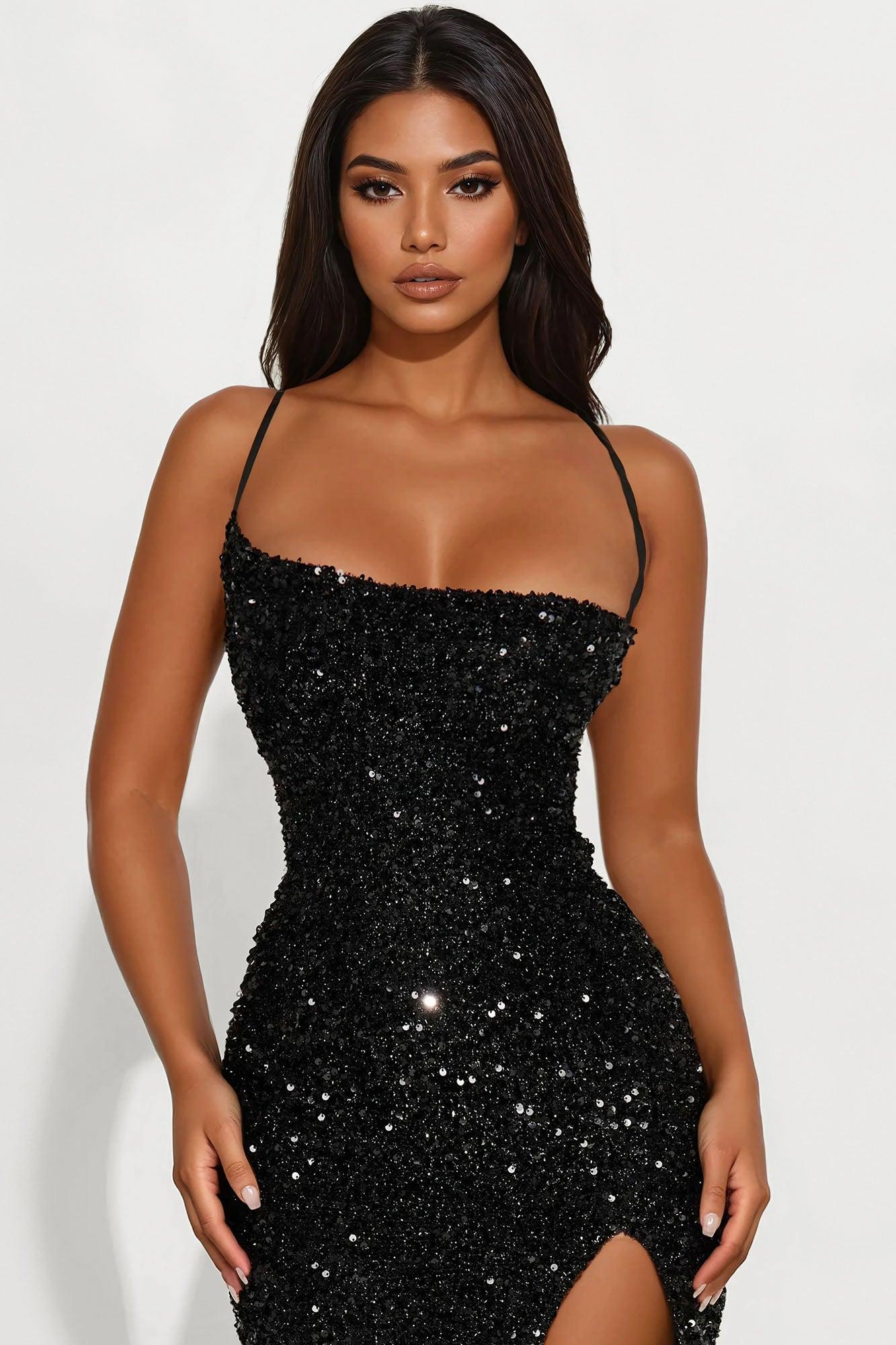 Wild Soul Sequin Maxi Dress - Black Product Image