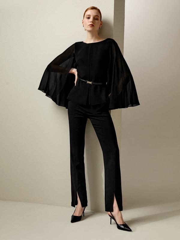 Crewneck Cape-Style Blouse Product Image