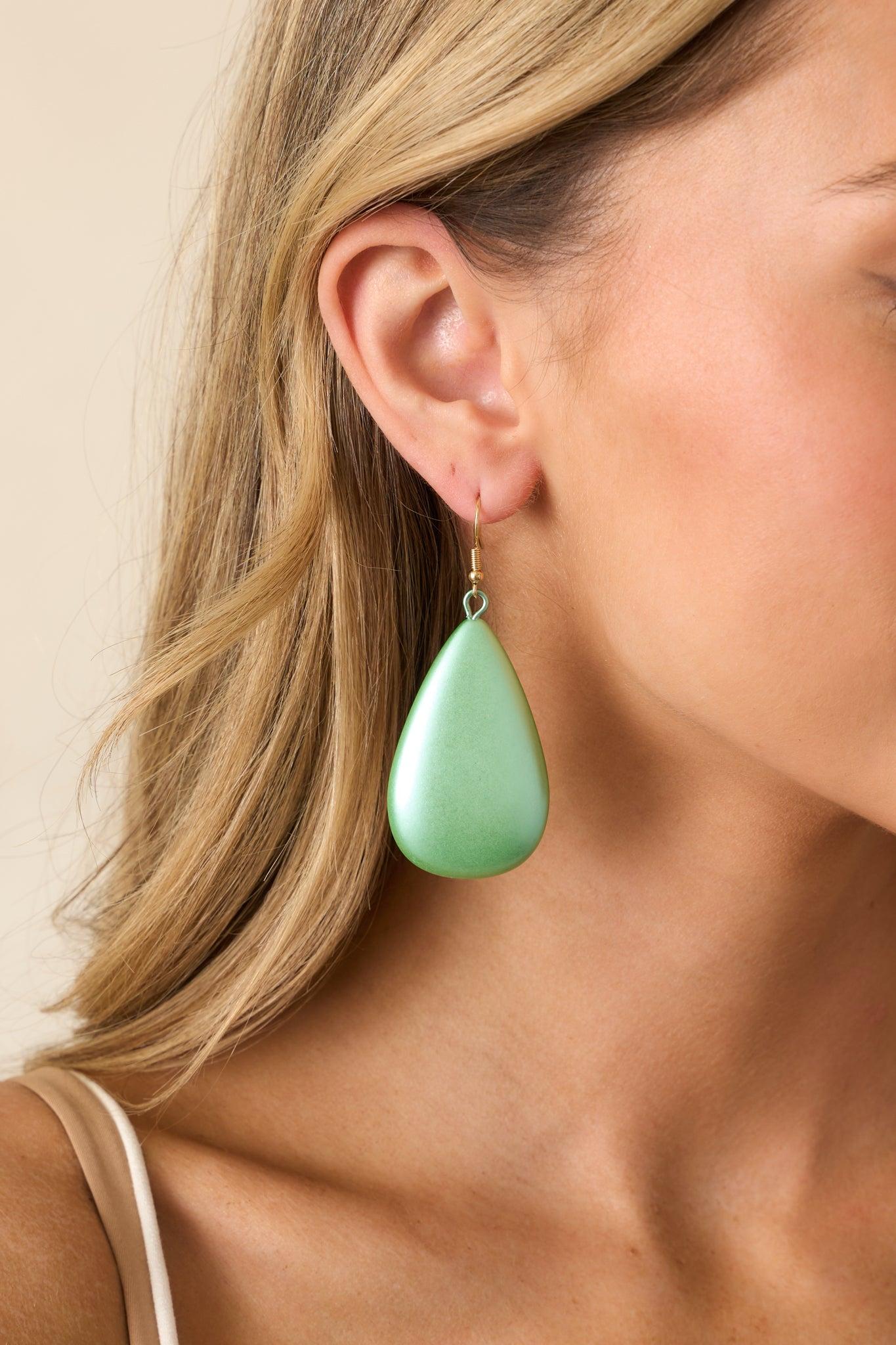 Pure Joy Mint Oval Drop Earrings Product Image