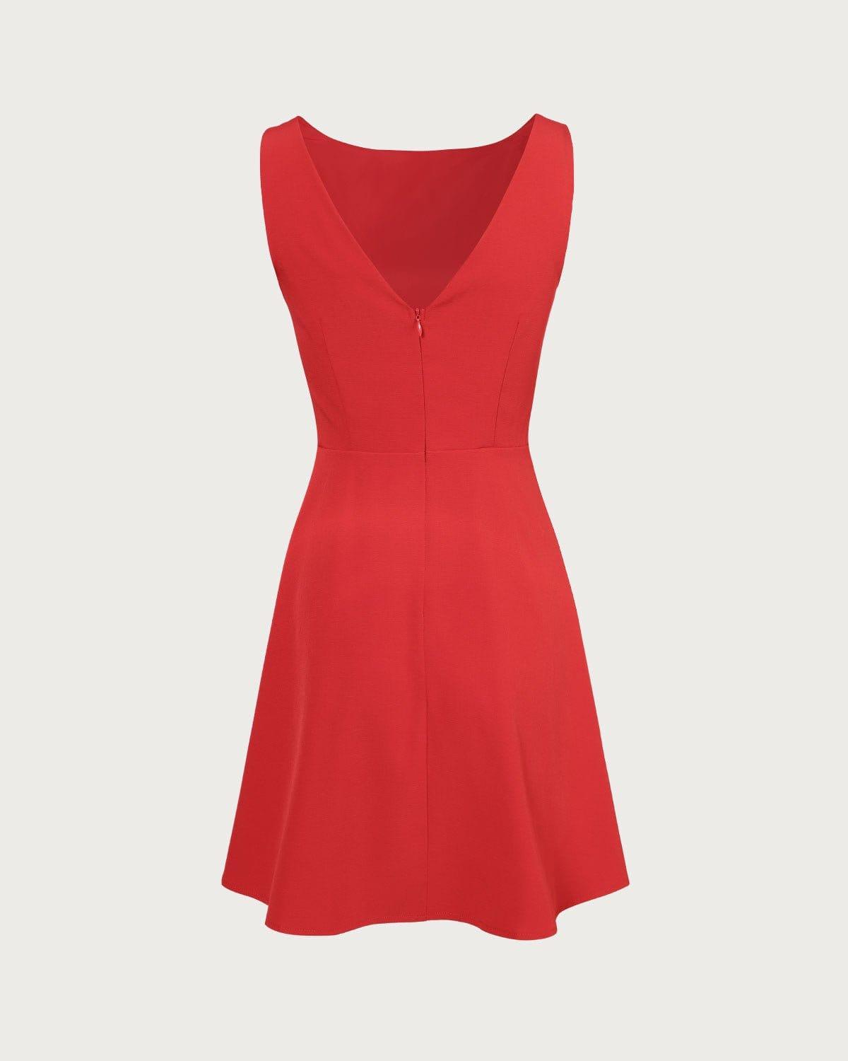 The Red Boat Neck High Waisted Mini Dress Product Image