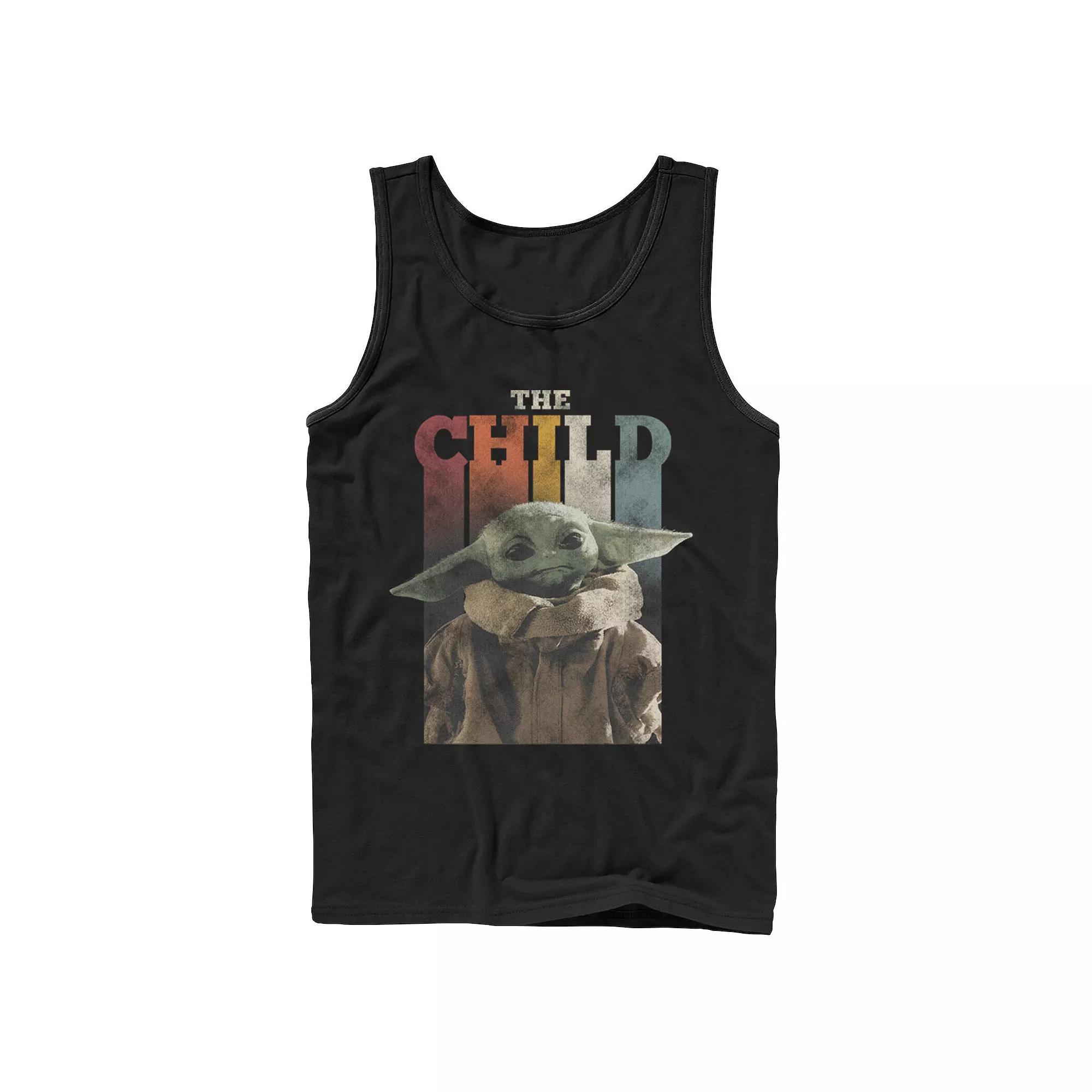 Men's Star Wars The Mandalorian The Child Colorful Letters Tank Top, Size: Large, Black Product Image