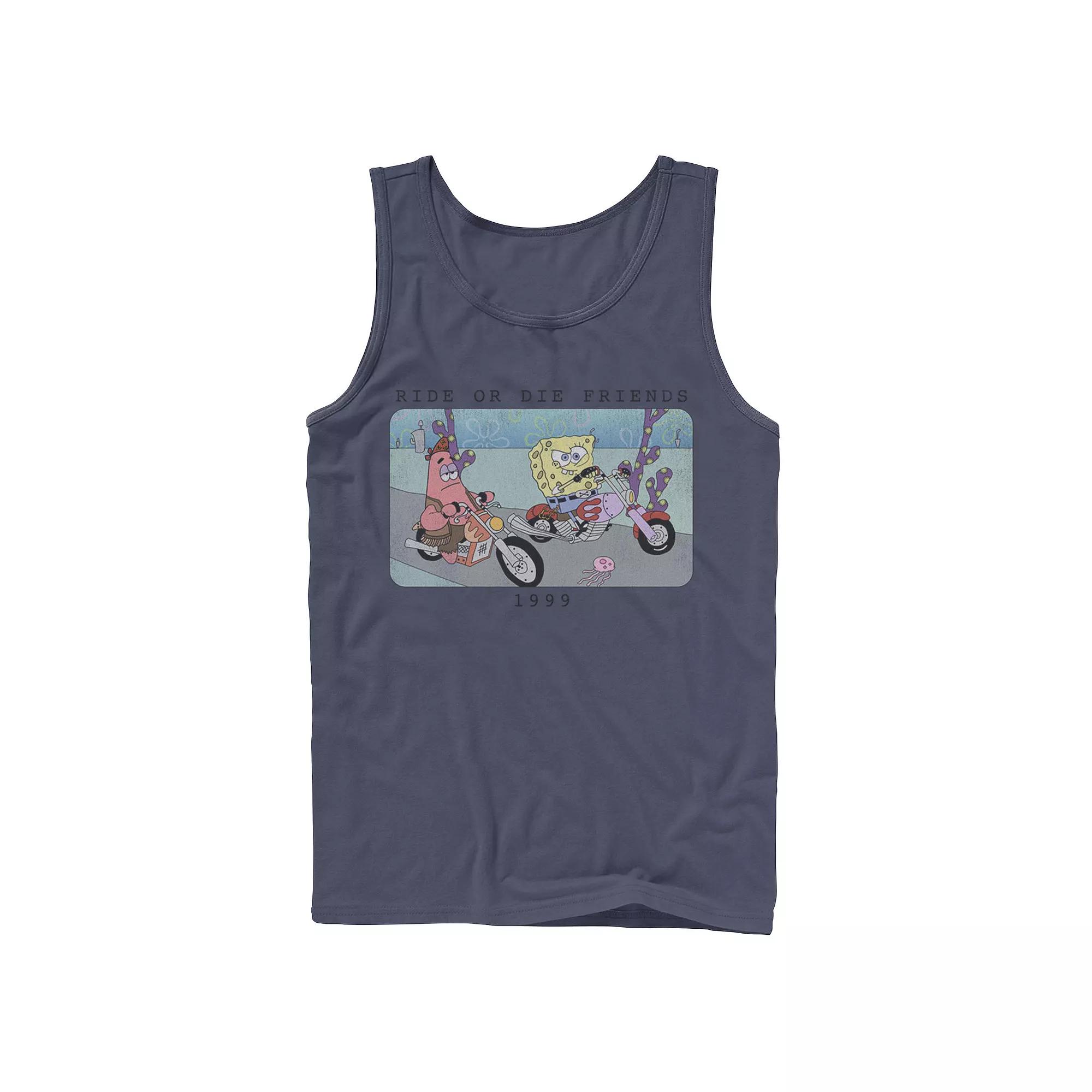 Men's Nickelodeon SpongeBob SquarePants Ride Or Die Friends 1999 Portrait Graphic Tank Top,  Product Image