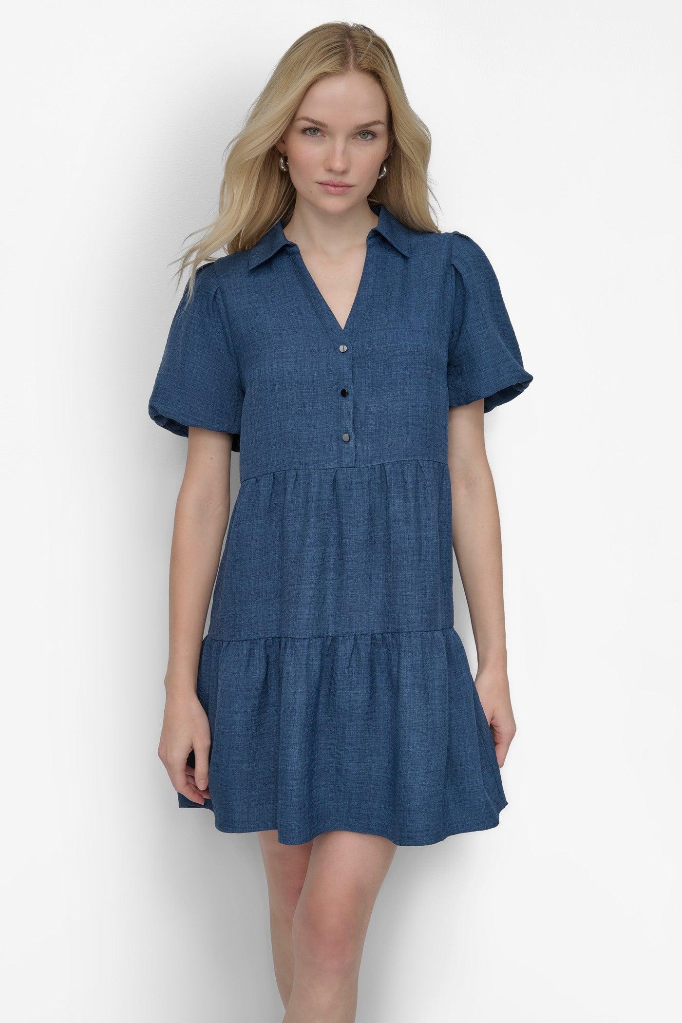 TIERED A-LINE MINI SHIRT DRESS Product Image