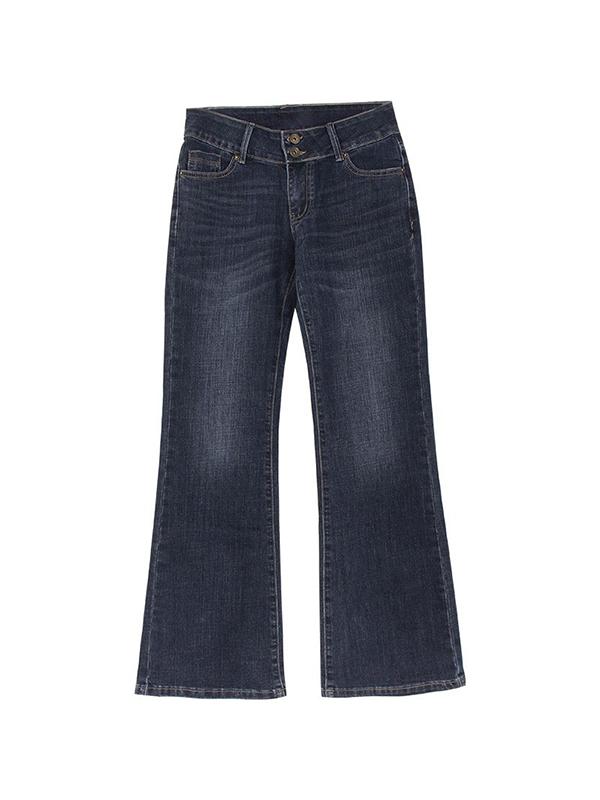 Double Breasted Low Rise Bootcut Jeans Product Image