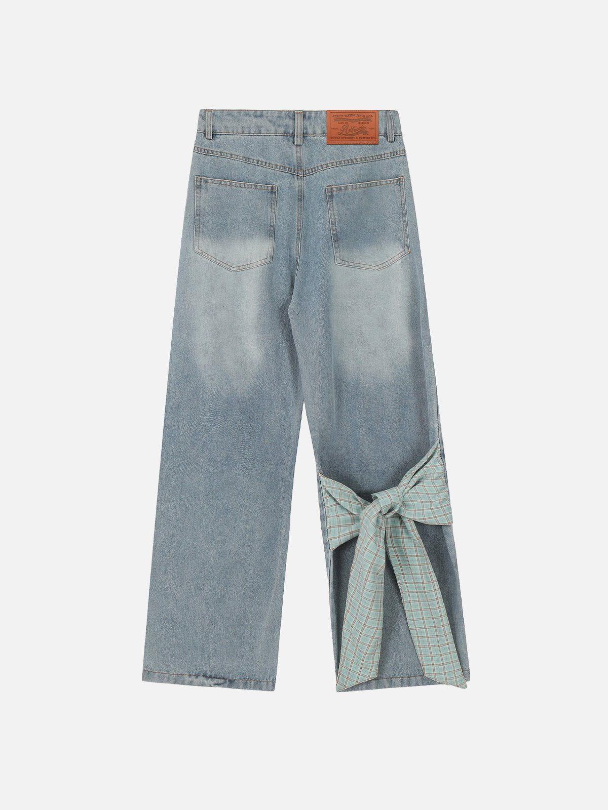 Aelfric Eden Plaid Bow Loose Jeans Female Product Image