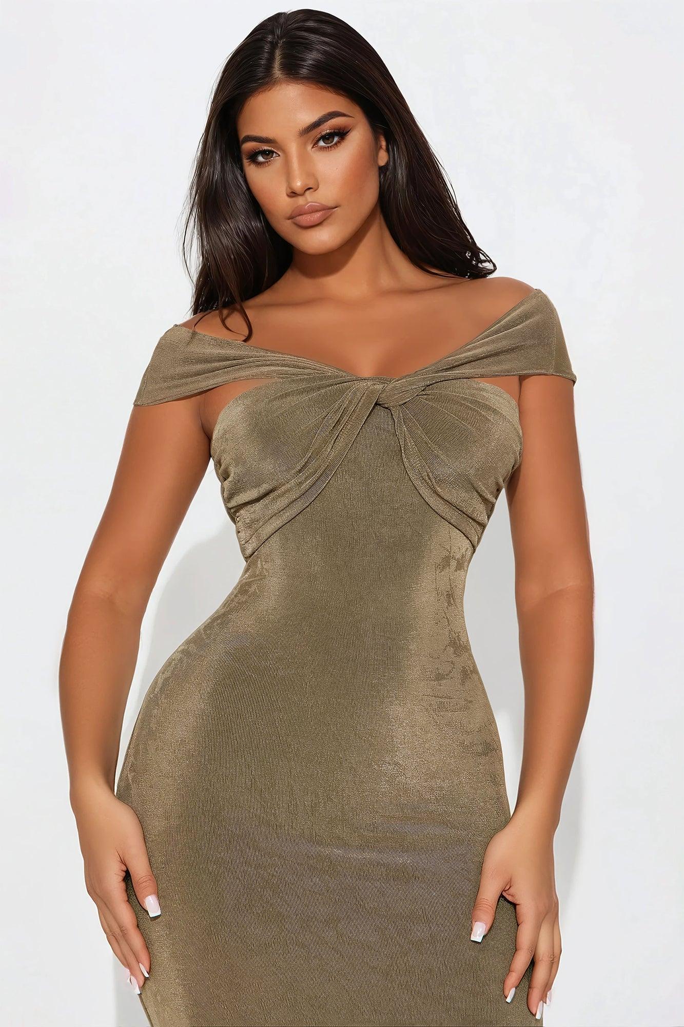 Maya Slinky Maxi Dress - Olive Product Image