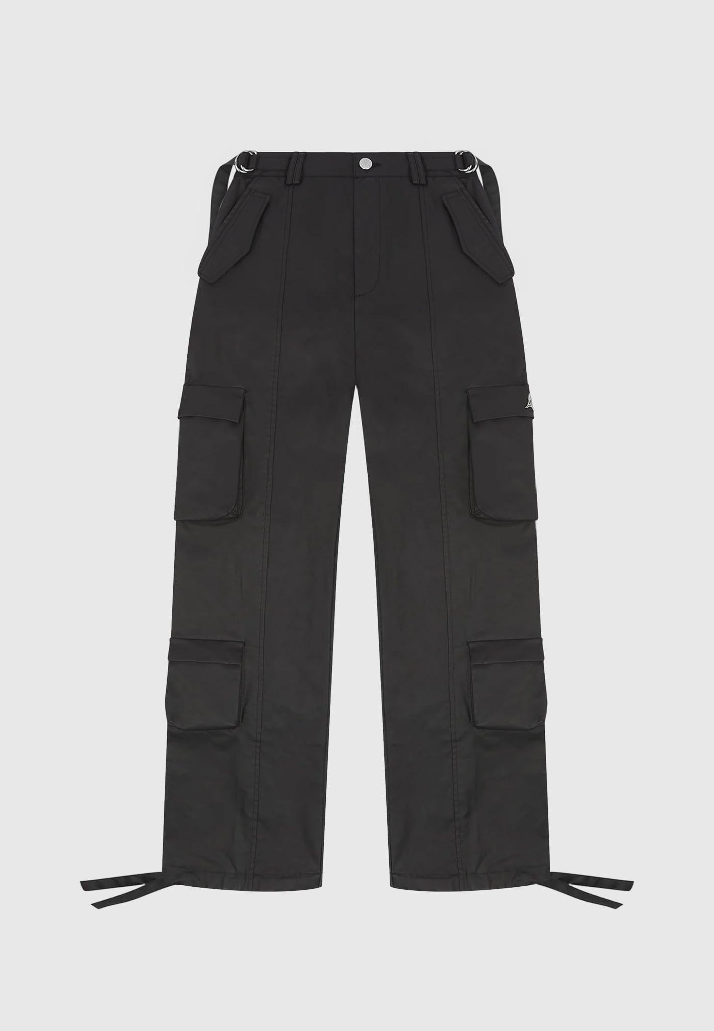 Mid Rise Waxed Cargo Pants - Black Female Product Image