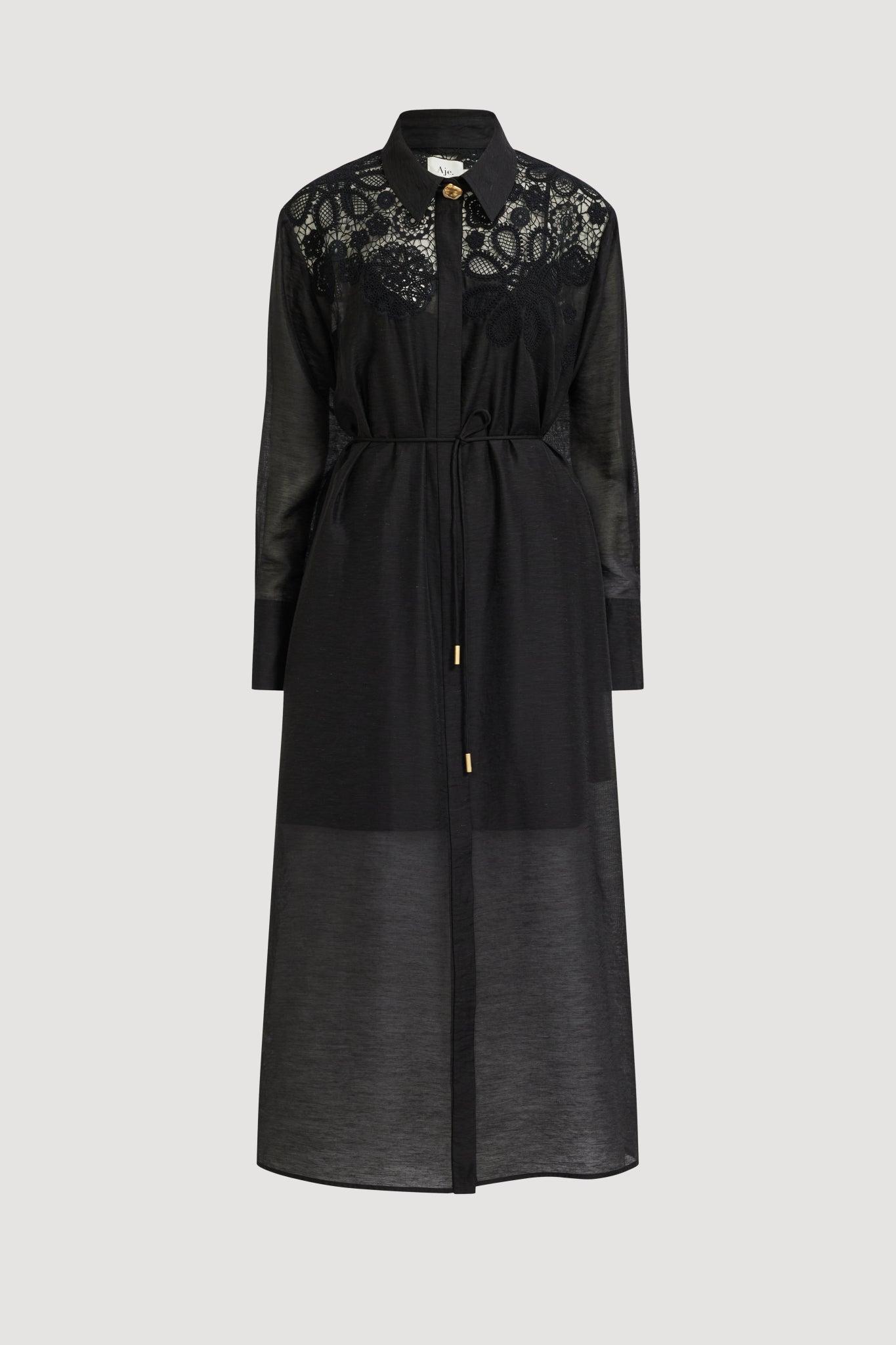Gia Embroidered Maxi Dress-BLACK / 4 Product Image