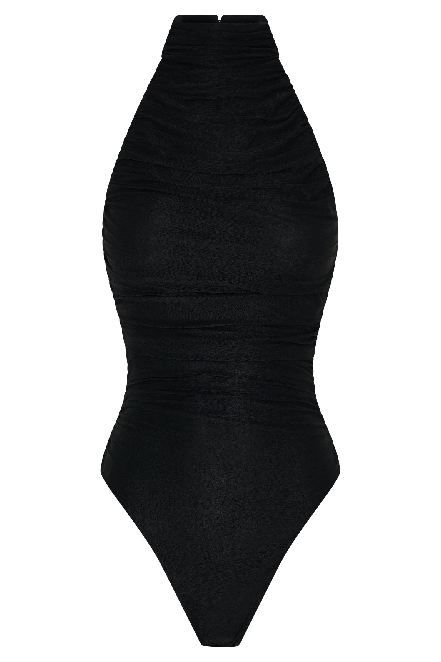 Matilda Ruched Mesh Bodysuit - Black Female Product Image
