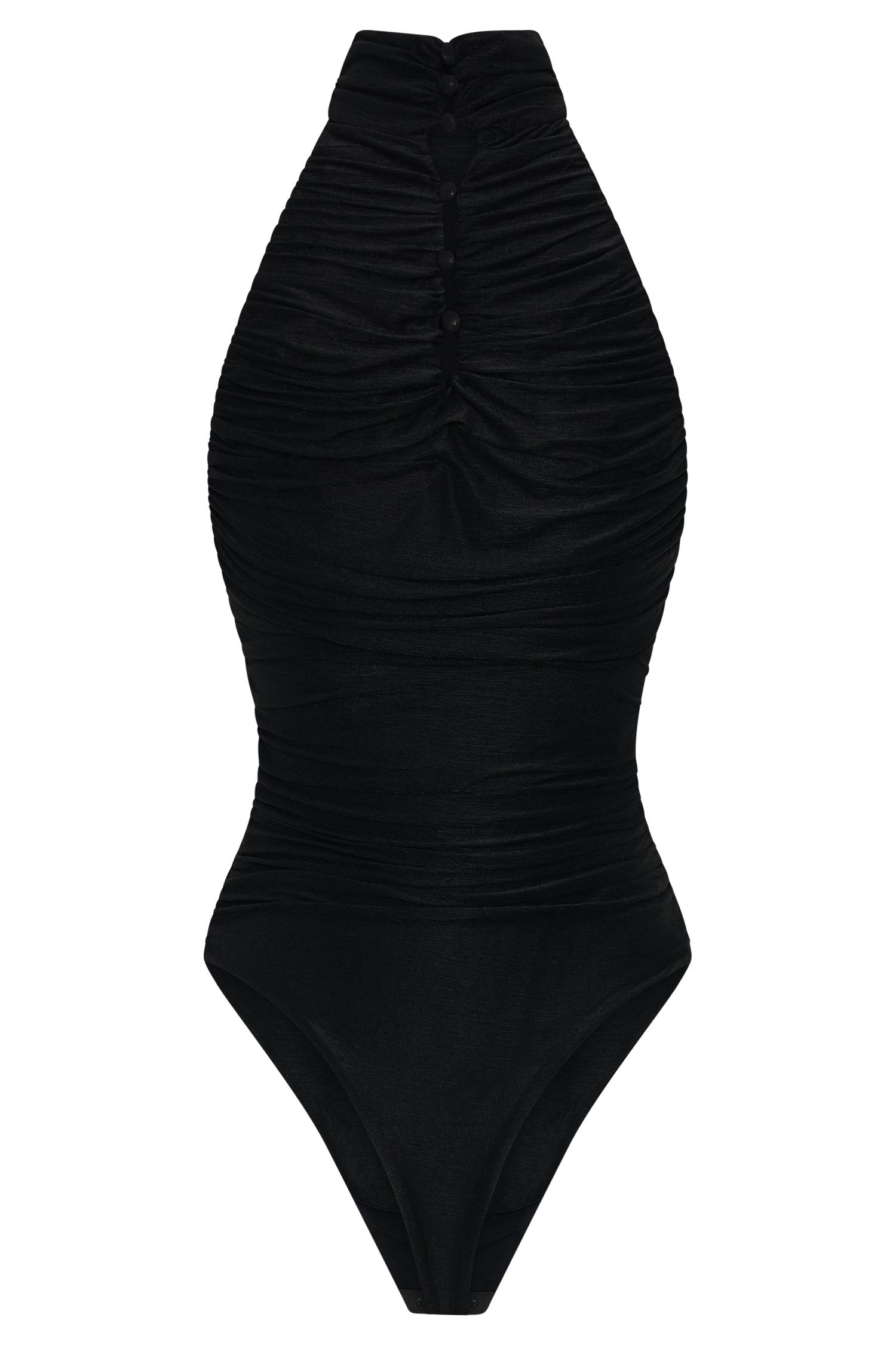 Matilda Ruched Mesh Bodysuit - Black Female Product Image