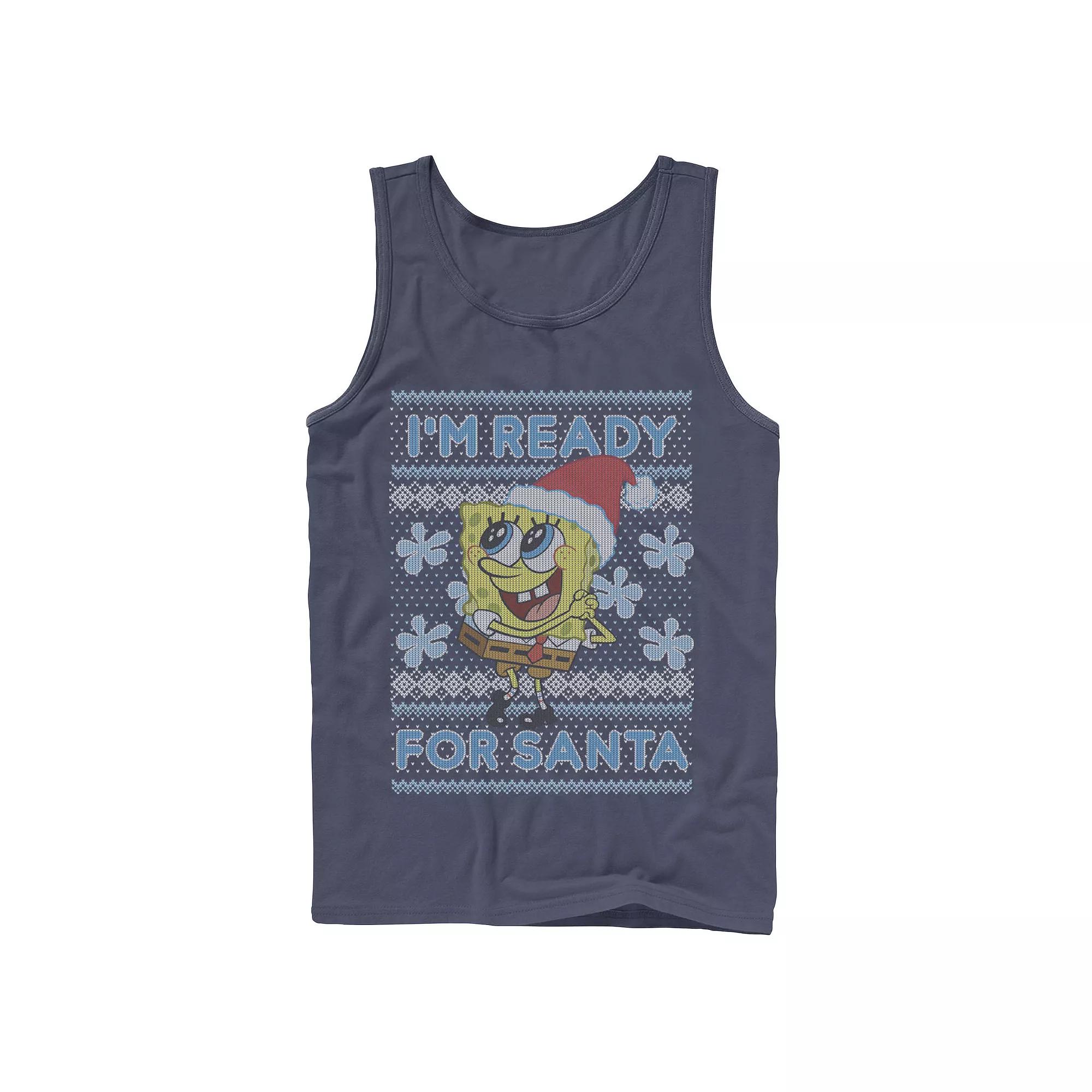 Men's Nickelodeon SpongeBob SquarePants I'm Ready For Santa Ugly Christmas Graphic Tank Top,  Product Image