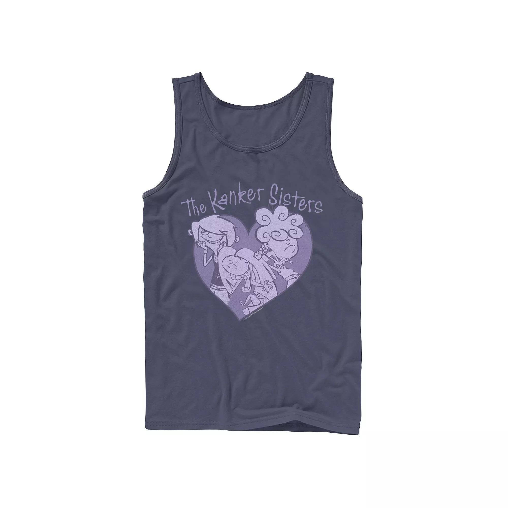 Men's Ed, Edd & Eddy The Kanker Sisters Purple Hue Heart Portrait Tank Top,  Product Image