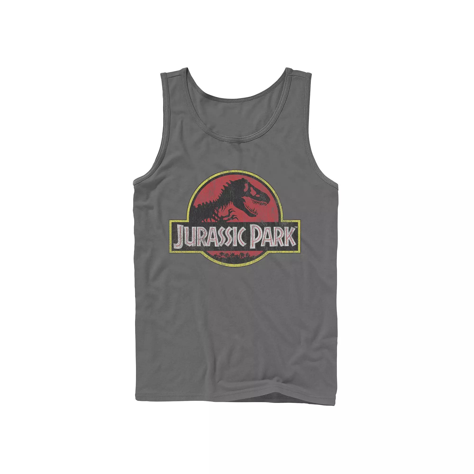 Men's Jurassic Park Distressed Original Park Logo Graphic Tank Top,  Product Image