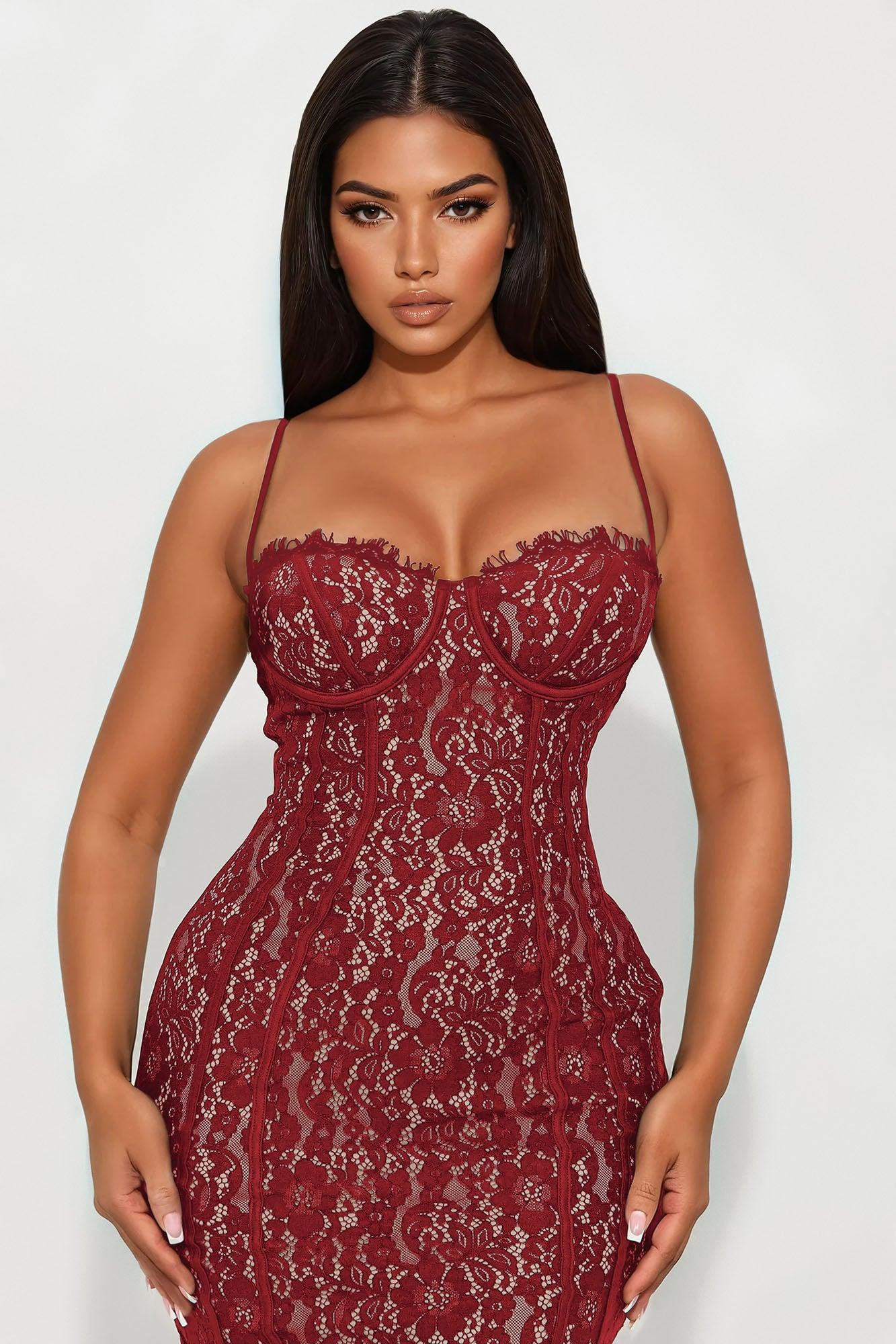 All In Love Lace Maxi Dress - Red Product Image