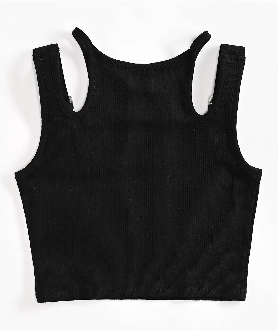 Broken Promises Buckle K9 Black Crop Tank Top Product Image