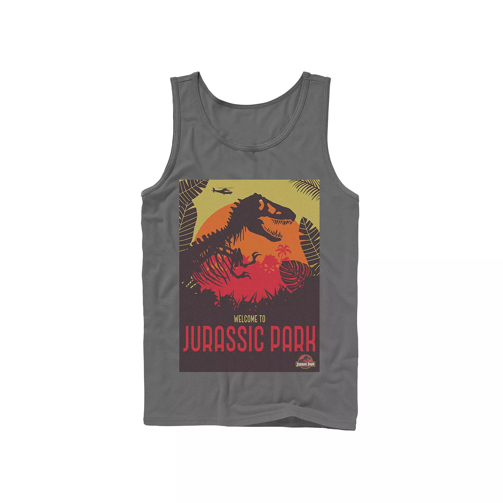 Men's Jurassic Park Welcome T-Rex Sunset Tank Top,  Product Image