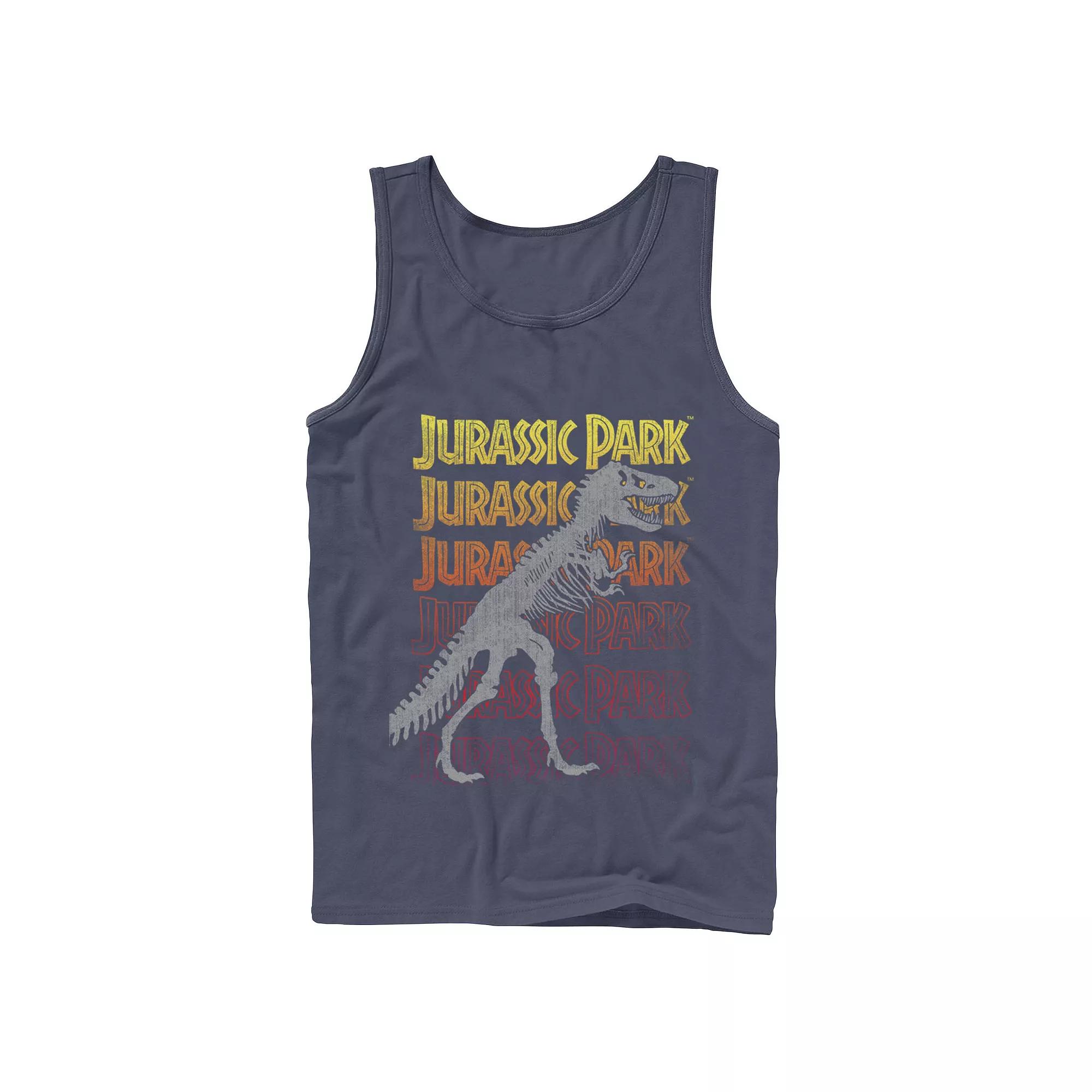 Men's Jurassic Park T-rex Skeleton Over Gradient Text Tank Top,  Product Image