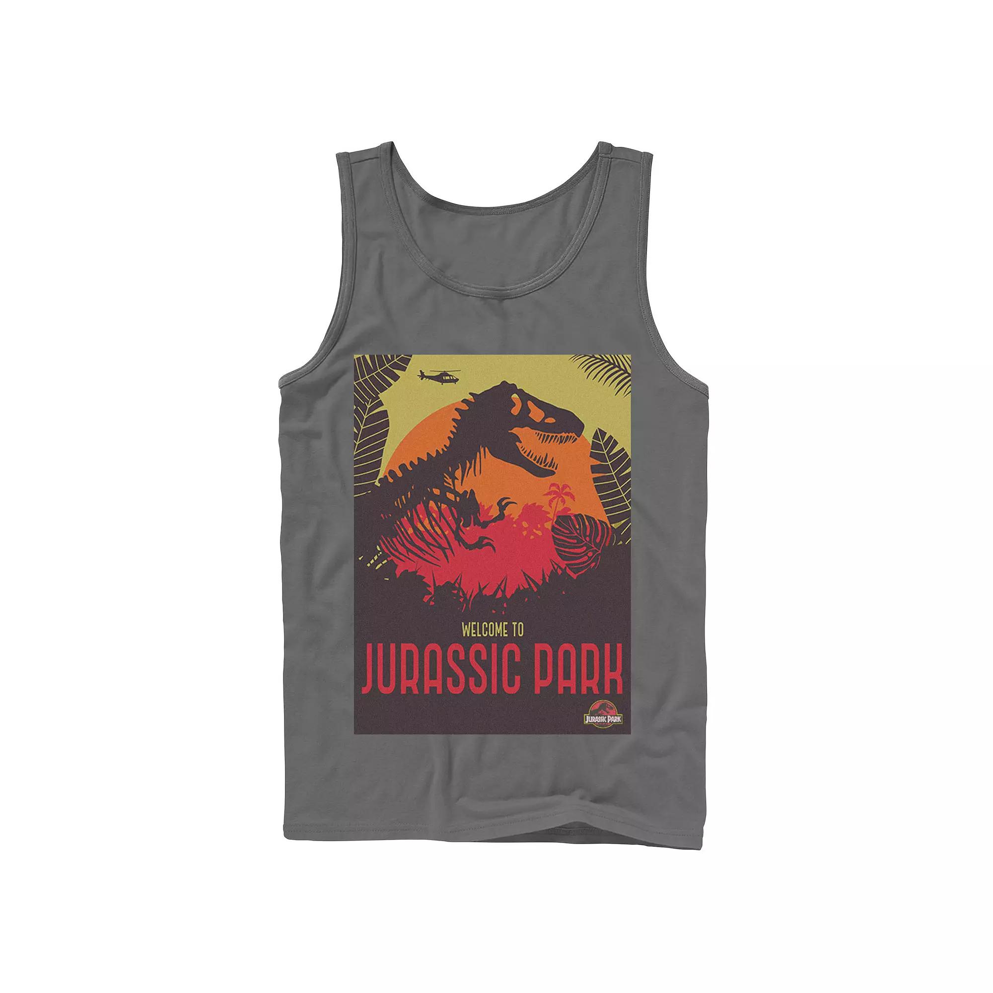 Men's Jurassic Park Welcome T-Rex Sunset Tank Top,  Product Image