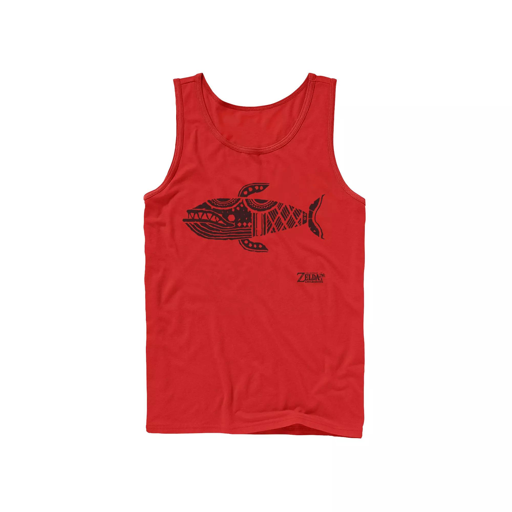 Men's Nintendo Legend Of Zelda Links Awakening Whale Glyph Portrait Logo Tank Top,  Product Image