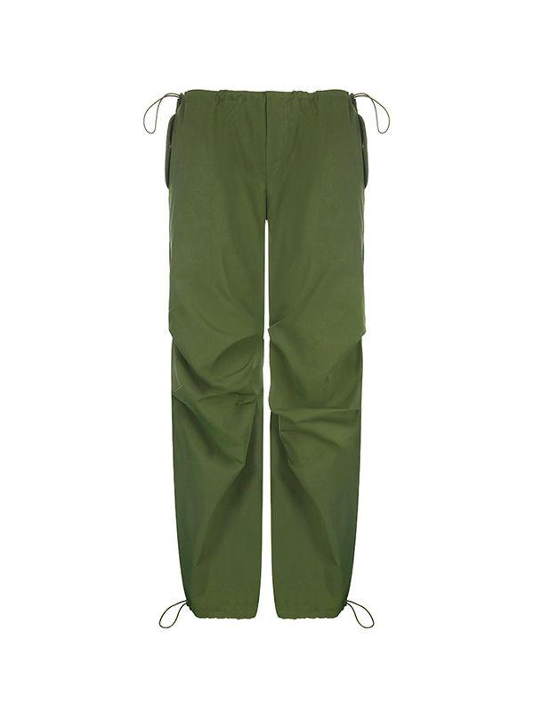 Size Friendly Drawstring Parachute Cargo Pants Product Image