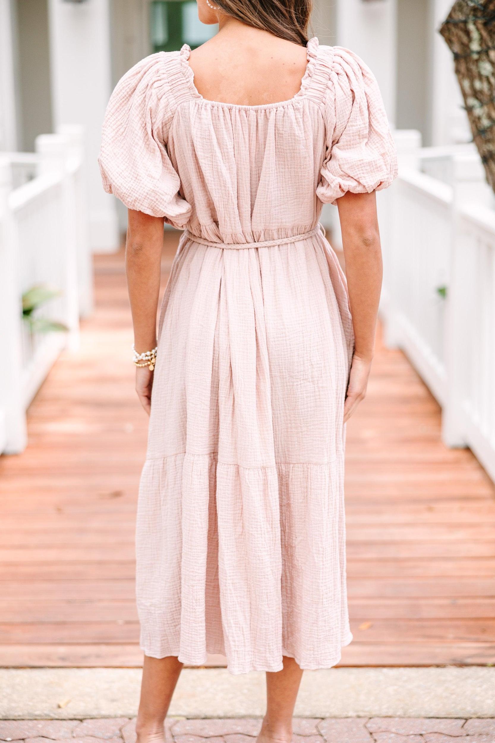 Dream Of Love Mauve Pink Gauze Midi Dress Female Product Image