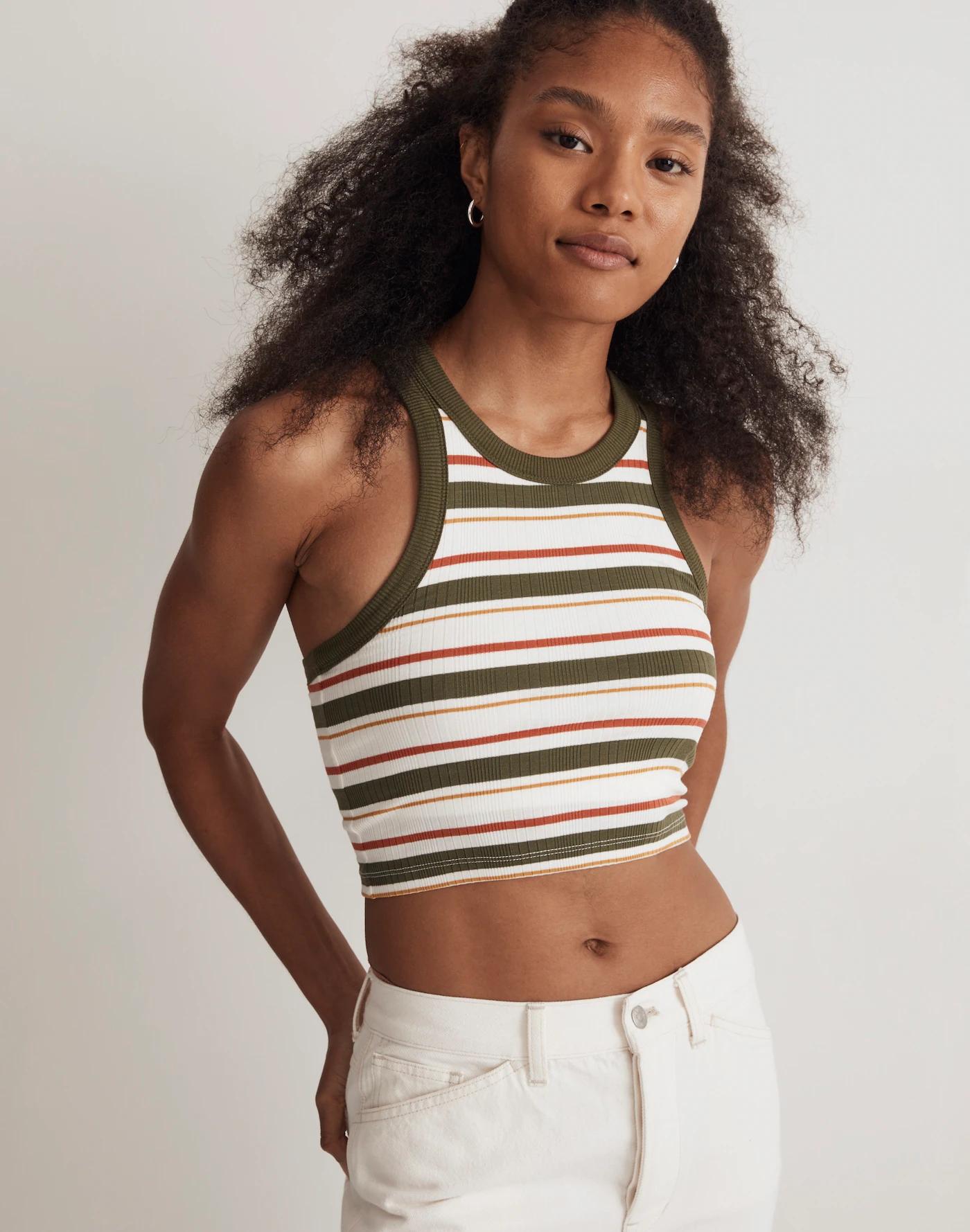 Variegated Rib Crop Tank in Stripe Product Image