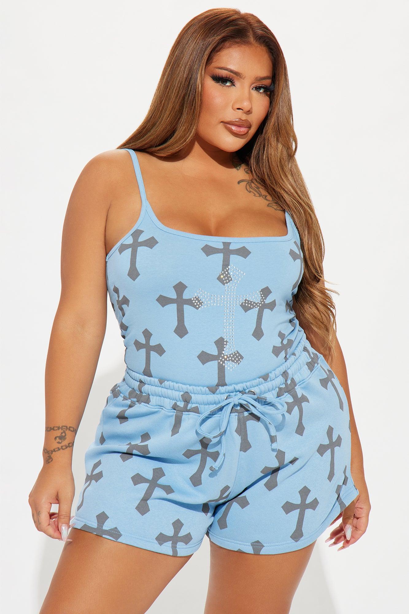 Double Crossing Short Set - Blue Product Image