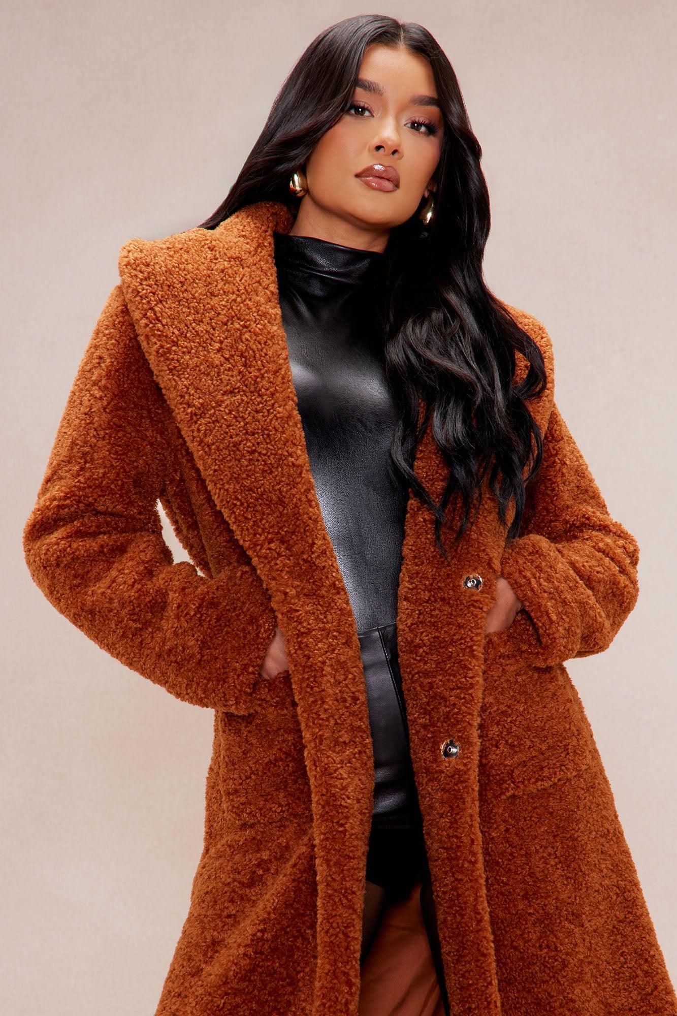 Alyssa Faux Fur Coat - Cognac Product Image