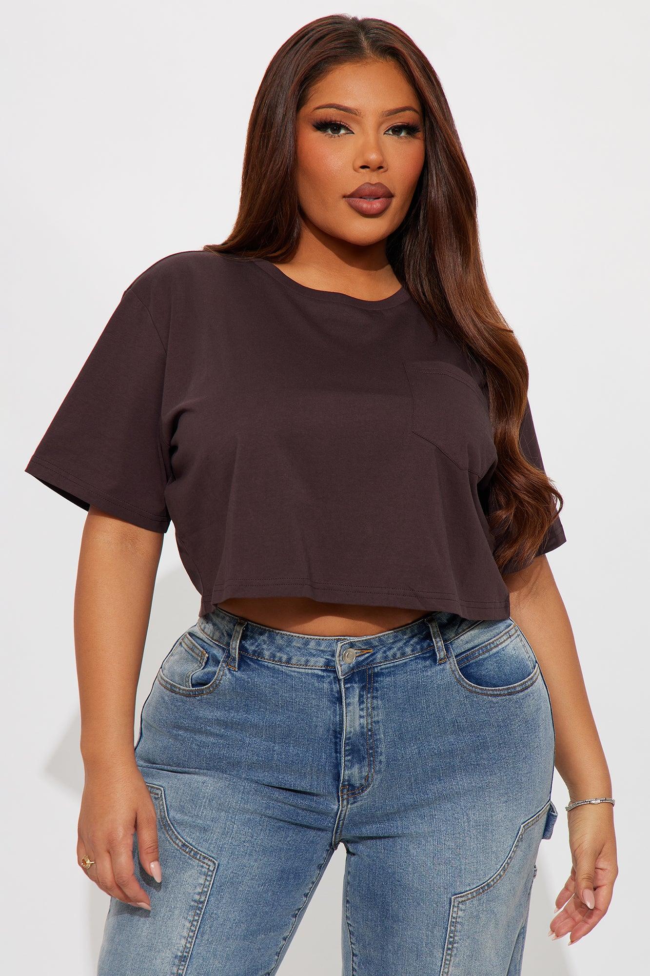 Elisa Relaxed Crop Tee - Chocolate Female Product Image