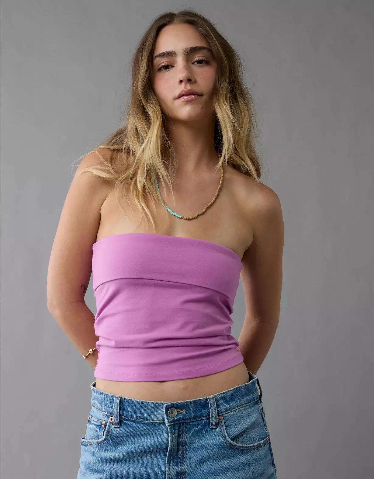 AE It Knit Foldover Tube Top Product Image
