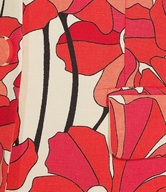 Tara Jarmon Valensole Floral Print Notch Lapel Bracelet Sleeve Beaded Fringe Jacket Product Image