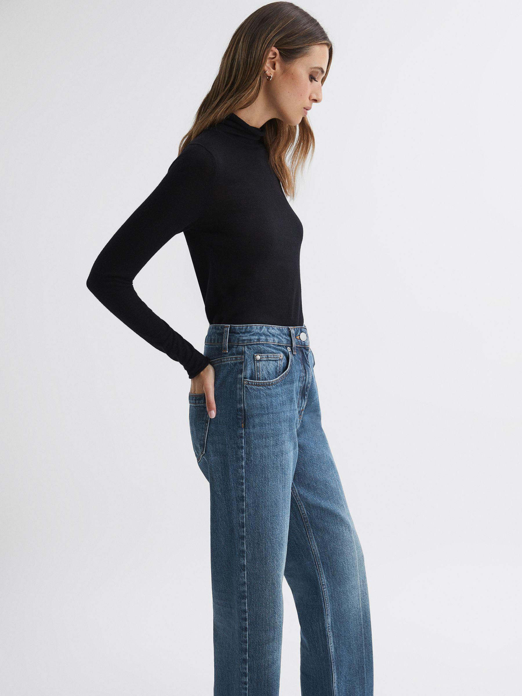 High Rise Straight Leg Jeans in Mid Blue Product Image