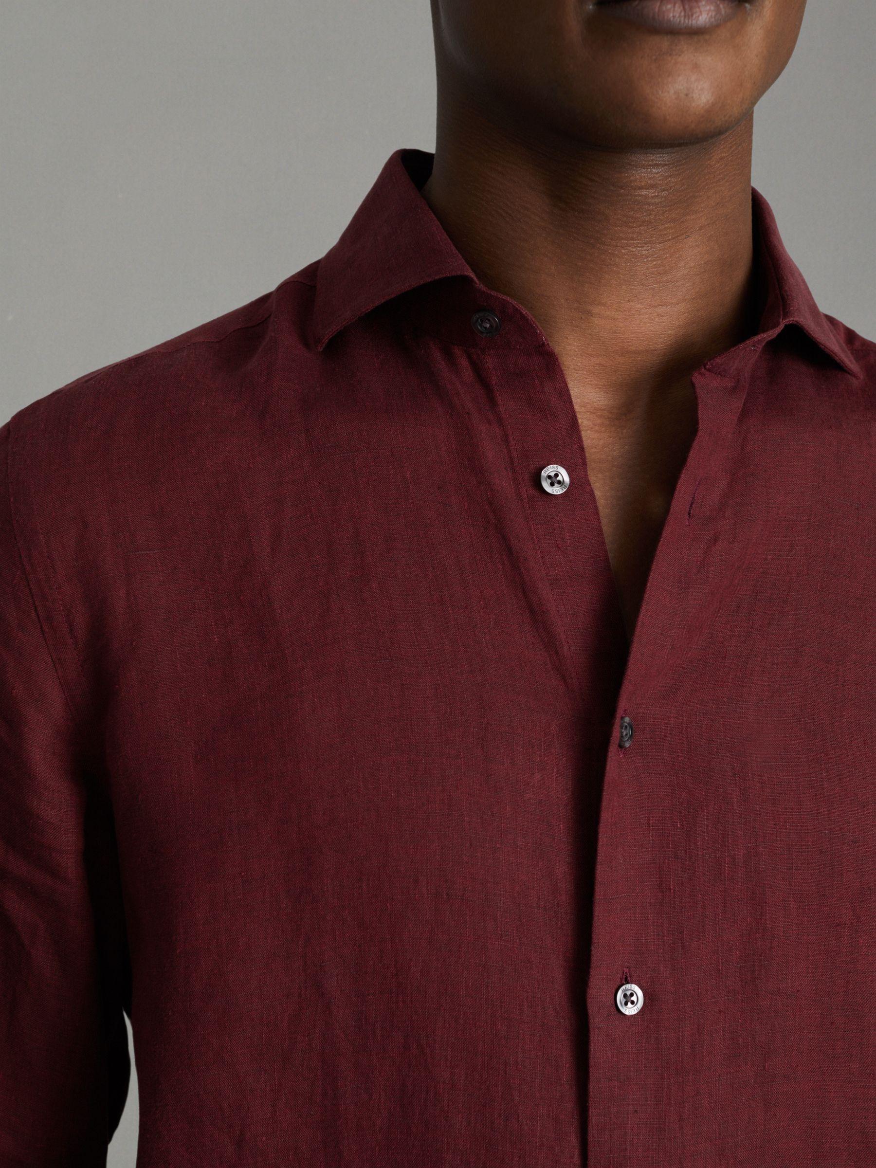 Linen Button-Through Shirt in Pecan Brown Product Image