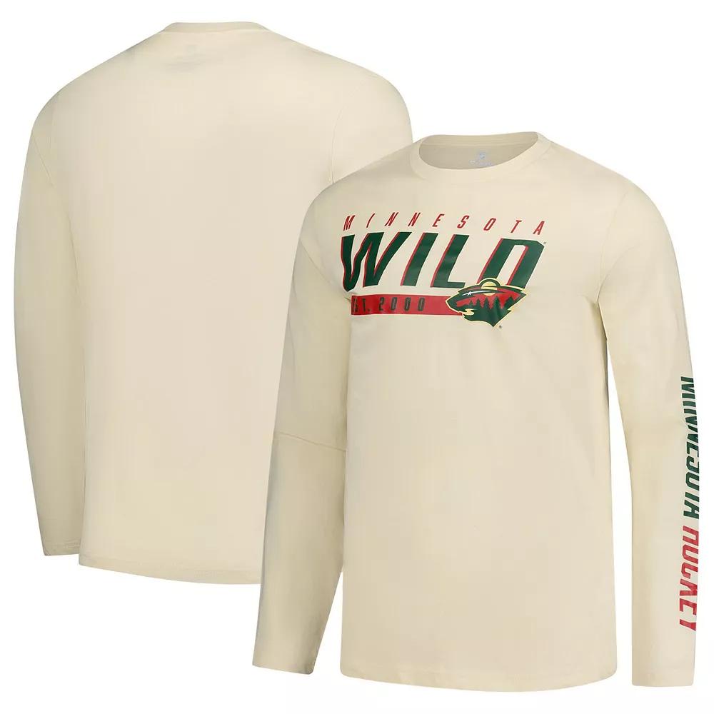 Men's Fanatics Cream Minnesota Wild Long Sleeve T-Shirt,  Product Image