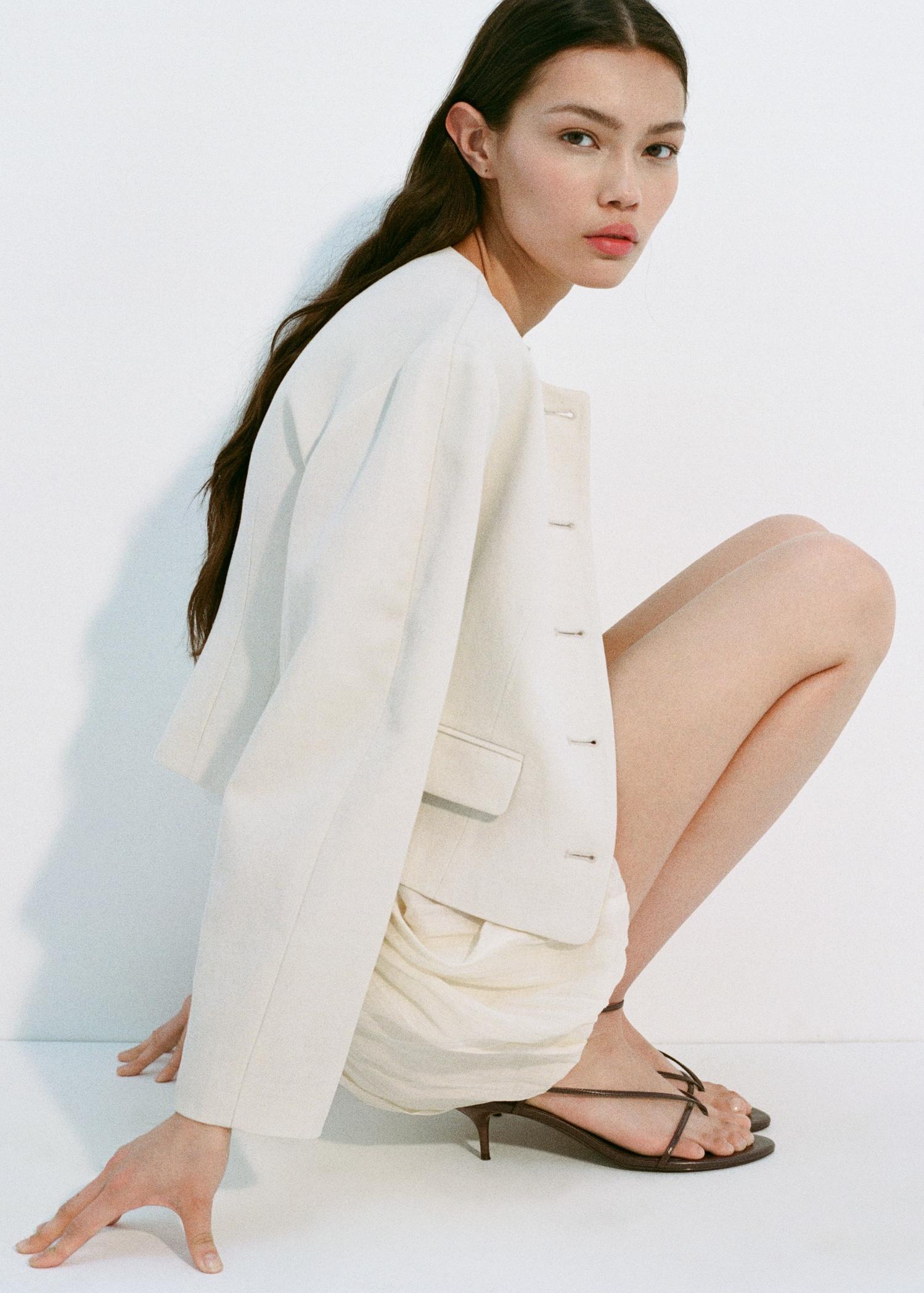 Linen-blend jacket with buttons - Women | MANGO USA Product Image