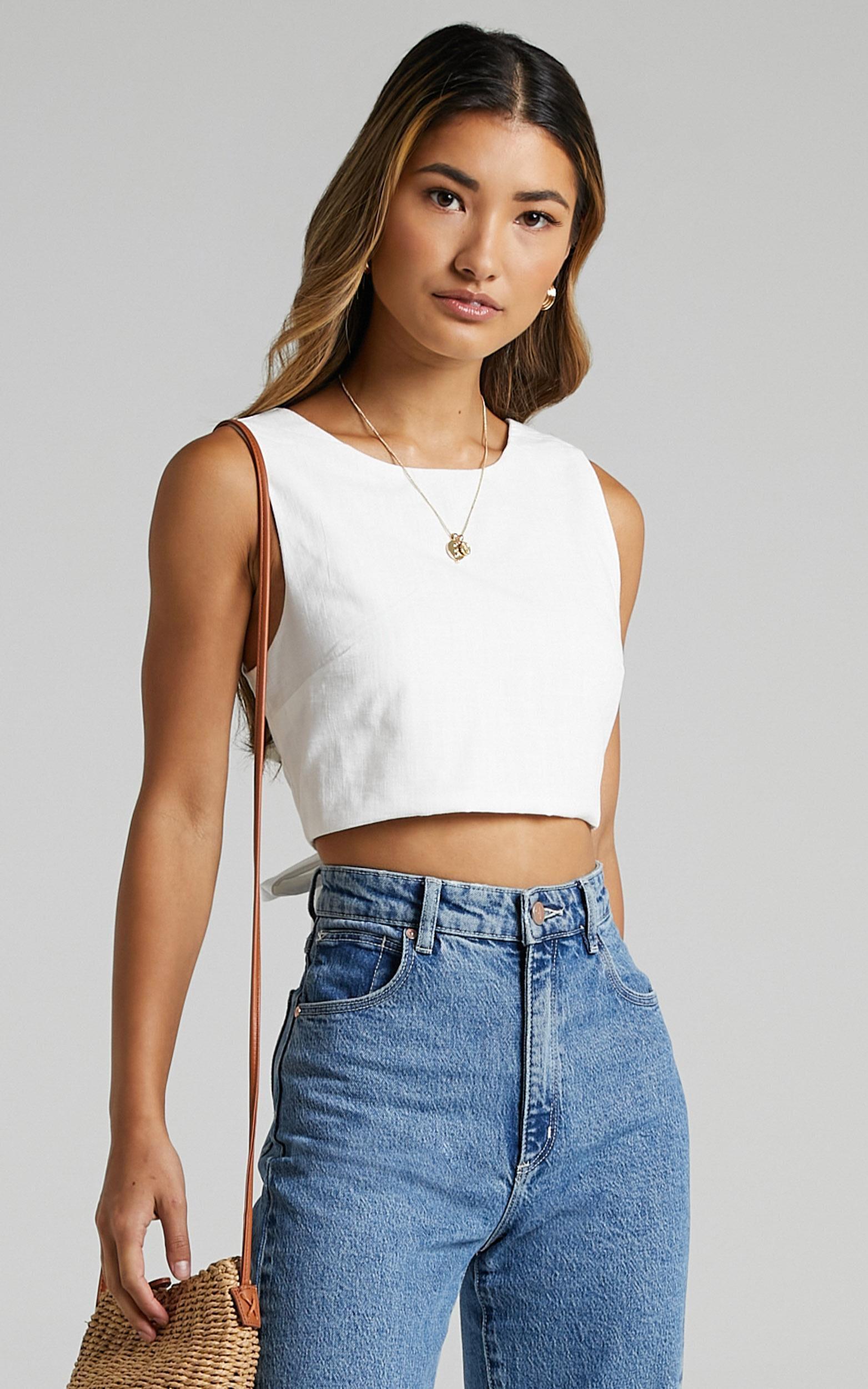 Loxley Top - Tie Up Top in White Product Image