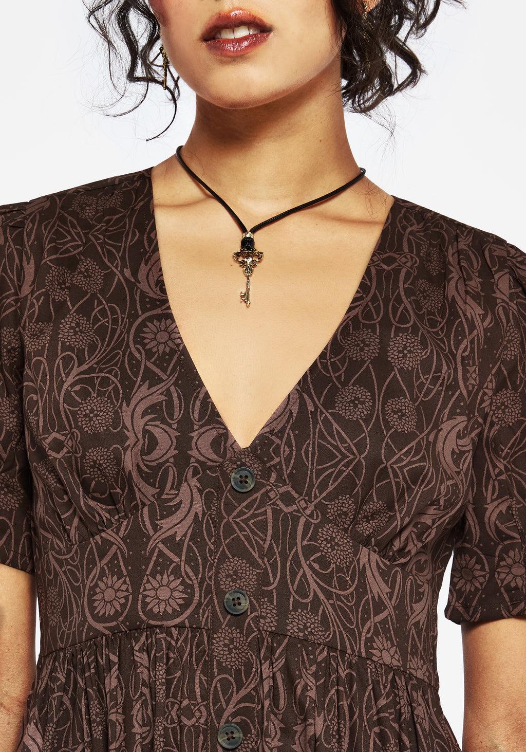 Fianna Midi Dress - Brown Product Image