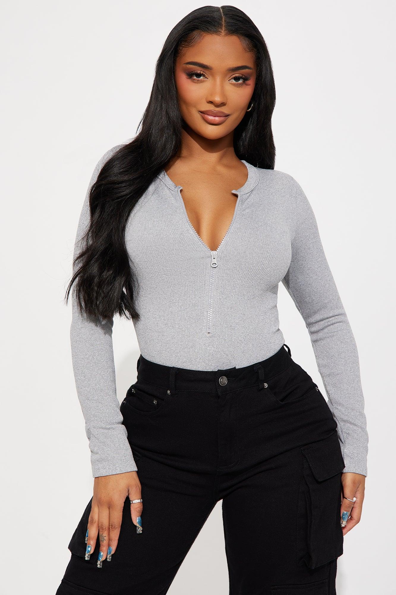 Serena Seamless Bodysuit - Heather Grey Product Image
