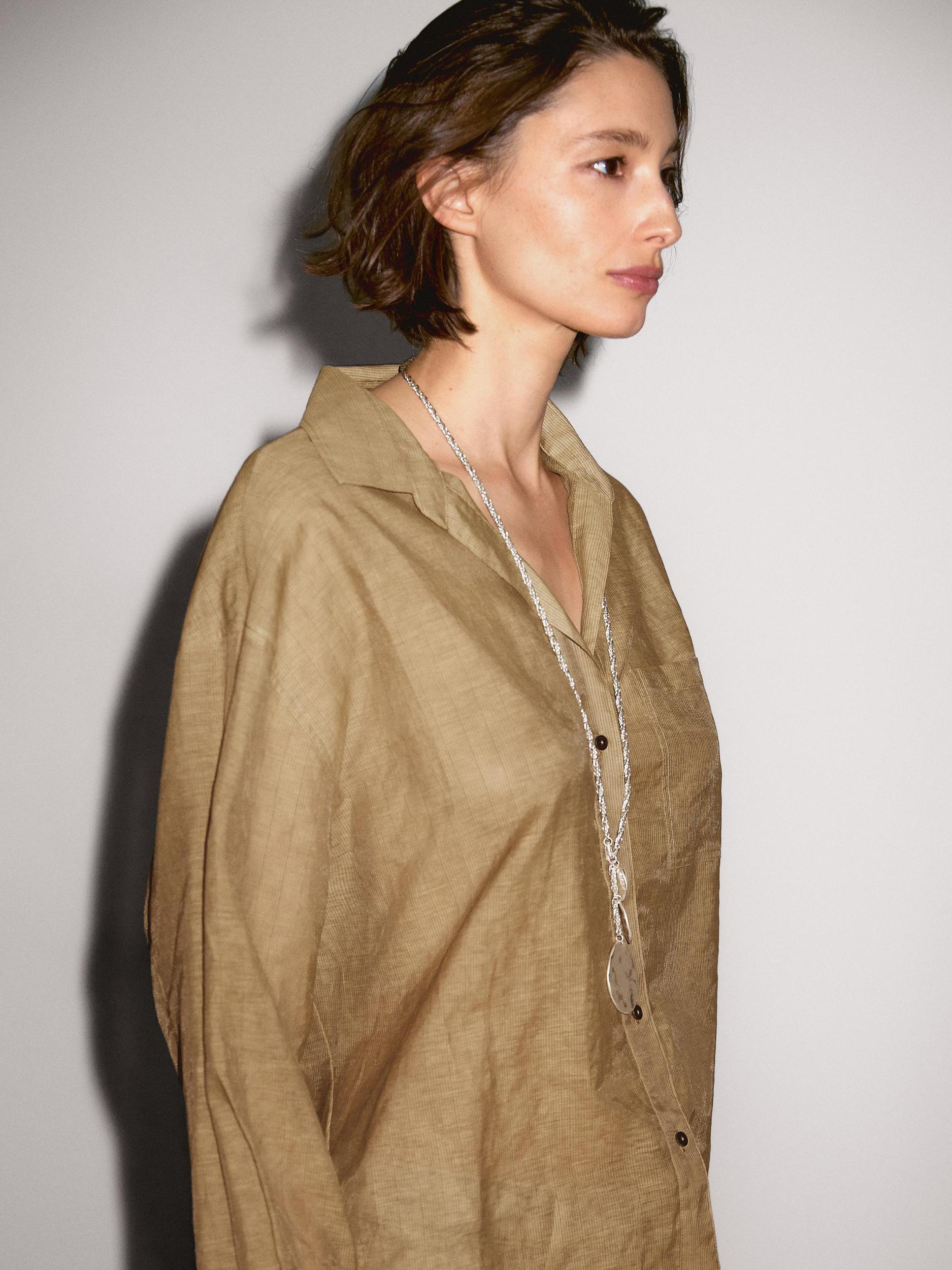 Striped cotton blend shirt Product Image