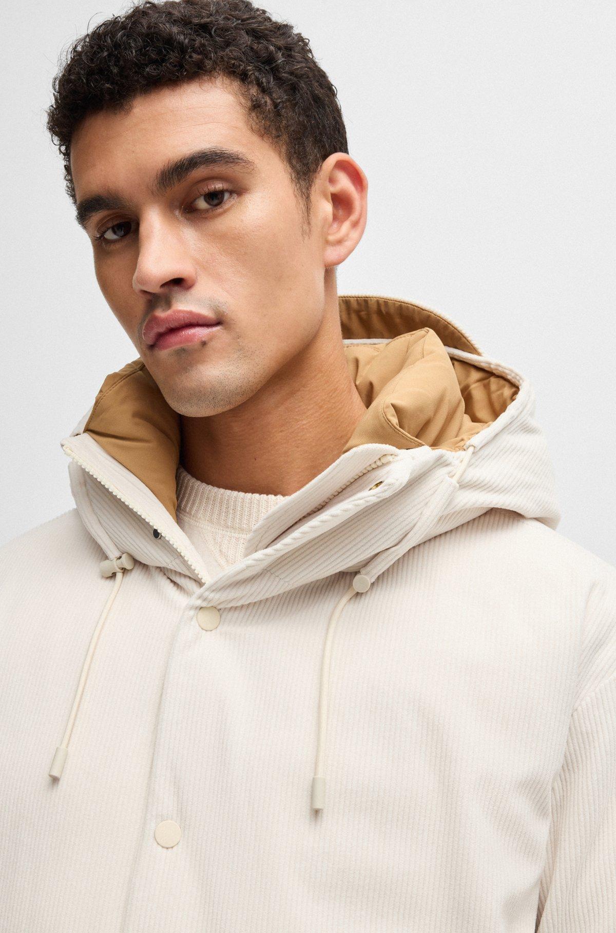 Regular-fit down jacket in thick corduroy Product Image