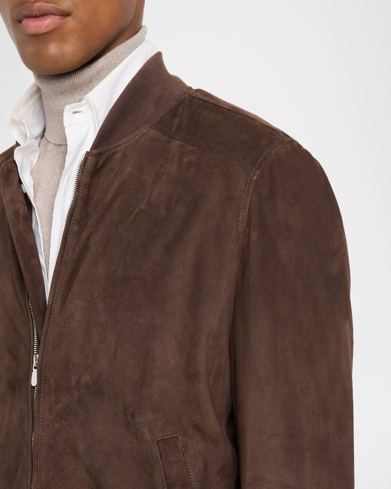 Men's Suede Full-Zip Bomber Jacket Product Image