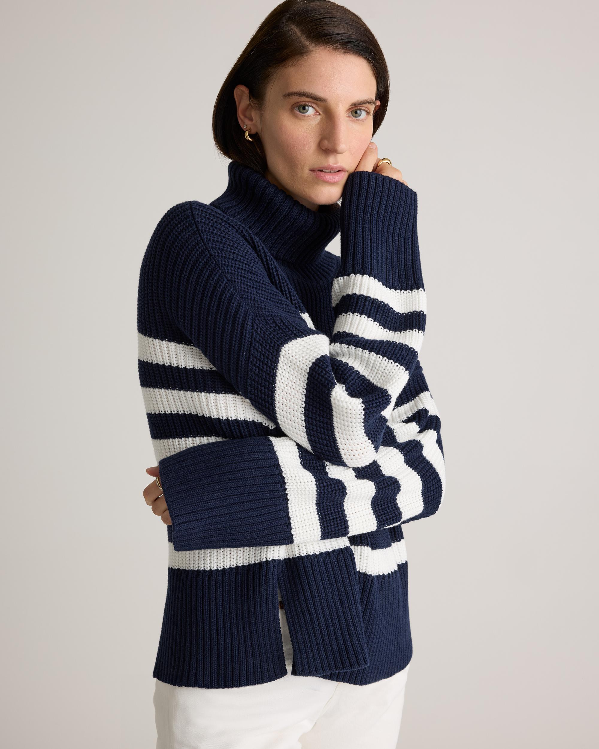 Quince | Women's Split Hem Turtleneck Sweater Organic Cotton Product Image