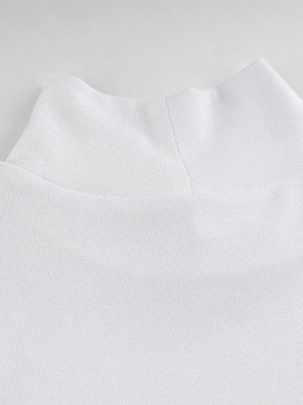 Patchwork Cutout White Long Sleeve Bodysuit Product Image