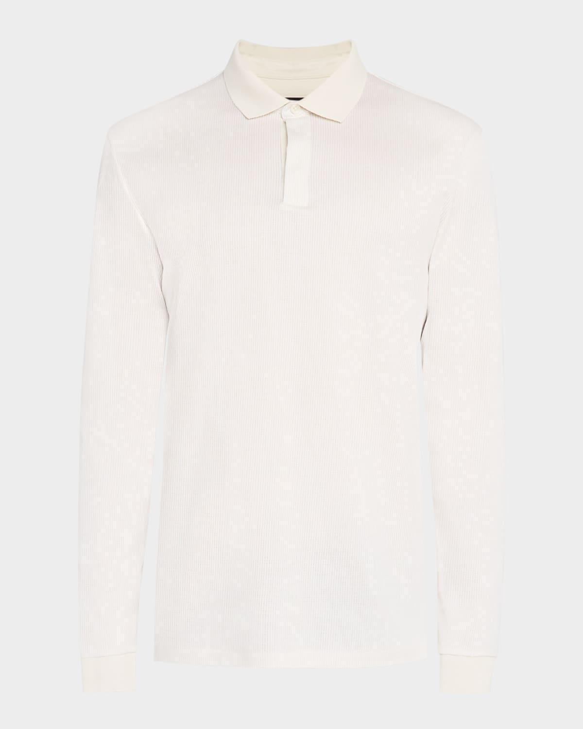 Mens Pado Cotton Textured Long-Sleeve Polo Shirt Product Image